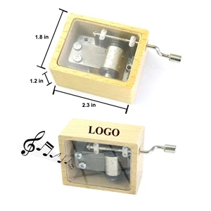 MOQ 100 Hand Crank Wood Clear Music Box - Classic Melody