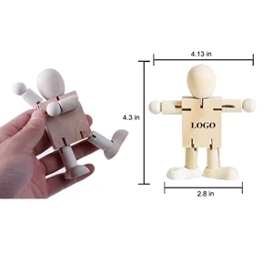 MOQ 100 Mini Cute Wood Robot for DIY Projects