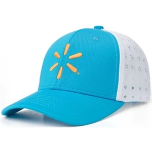 6Panel Structured Halfmoon Buckram Breathable Back Panel Cap | https://www.bestnamebadges.com