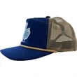 Hyper Poly & Mesh Fabric 5-Panel Unstructured Halfmoon Cap | https://www.bestnamebadges.com