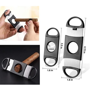 Black Cigar Cutter Double Blade Guillotine