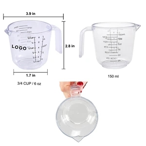 6 Oz. Clear Plastic Measuring Cup w/ Handle and Pour Spout