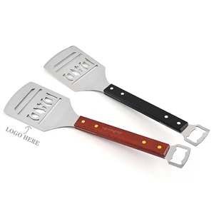 Stainless Steel Spatula with Bottle Opener and Wood Handle | https://www.bestnamebadges.com