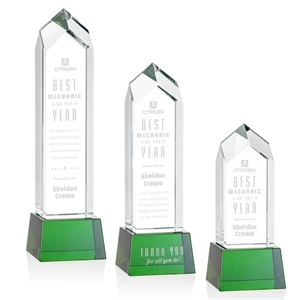 Clarington Award on Base - Green | https://www.bestnamebadges.com