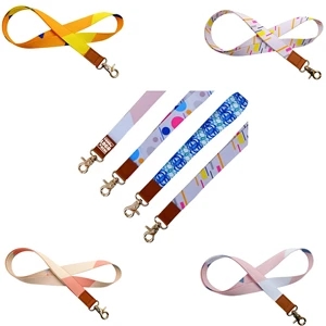PU Leather Long Mobile Phone Work Card Lanyard | https://www.bestnamebadges.com