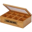 Natural Wooden Tea Box | https://www.bestnamebadges.com