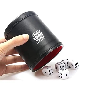 PU Leather Dice Cup With 5 Dices | https://www.bestnamebadges.com