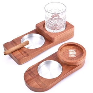 Whiskey Glass Tray With Cigar Ashtray | https://www.bestnamebadges.com