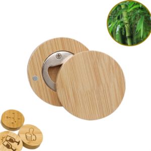 Round Bamboo Botter opener w/ Magnet