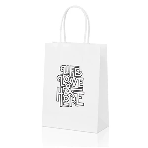 White Kraft Paper Shopping Tote Bag (6" X 3" X 8") Small