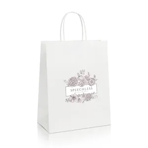 White Kraft Shopping Tote Bag (8" X 4" X 10") Medium