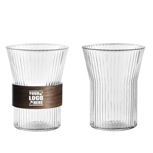 10oz Wooden Striped Glass Cup | https://www.bestnamebadges.com