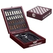Custom Wooden Box Wine Accessories With Chess Set | https://www.bestnamebadges.com