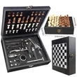 Custom Wooden Box Wine Accessories With Chess Set | https://www.bestnamebadges.com