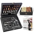 Custom Wooden Box Wine Accessories With Chess Set | https://www.bestnamebadges.com