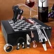 Custom Wooden Box Wine Accessories With Chess Set | https://www.bestnamebadges.com