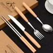 Custom Portable High Quality Wood Handle Cutlery Set | https://www.bestnamebadges.com