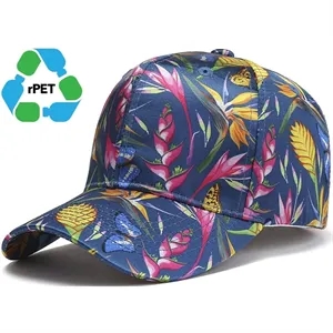 6 Panel rPET Recycled 100%Polyester Sublimation Baseball Cap | https://www.bestnamebadges.com