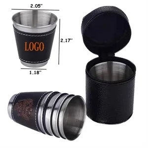 Custom Stainless Steel Cups Set Of 4 With PU Carrying Case