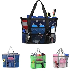 Oversized Mesh Beach Tote Toy Bag | https://www.bestnamebadges.com