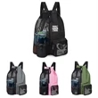 Swim Mesh Beach Drawstring Backpack Bag with Wet Pocket | https://www.bestnamebadges.com