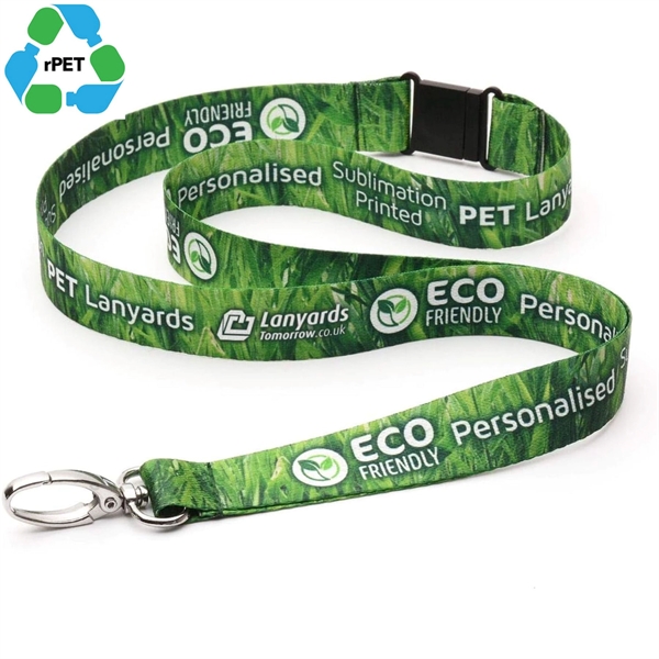 Custom Sublimation Recycled PET Lanyard w/ Safety Breakaway