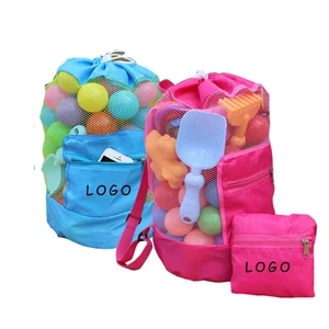 Large Capacity Collapsible Polyester Mesh Beach Toy Backpack