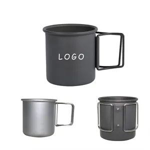 10OZ Portable Aluminum Camping Cup With Foldable Handle