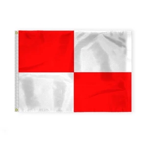 2.5'x3.3' 1ply Nylon Red & White Beach Safety Flag- Printed | https://www.bestnamebadges.com