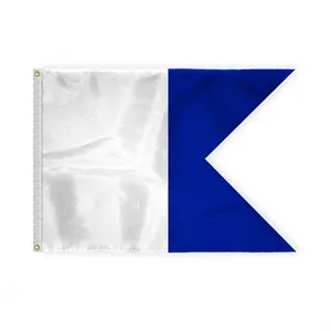 2.5'x3.3' 1ply Nylon White & Blue Beach Safety Flag-Printed | https://www.bestnamebadges.com
