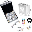 Aluminum Case Mexican Train Dominoes Set | https://www.bestnamebadges.com