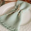 Fringe Linen Dinner Napkins | https://www.bestnamebadges.com