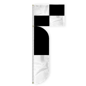 2.5'x3.3'+7.5'x1.65' Nylon Black& White High Visibility Flag | https://www.bestnamebadges.com