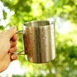 Stainless Steel Folding Handle Camping Cup | https://www.bestnamebadges.com