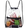 Clear PVC Drawstring Bag w/ Mesh Pocket (13.5" x 17") | https://www.bestnamebadges.com