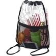 Clear PVC Drawstring Bag w/ Mesh Pocket (13.5" x 17") | https://www.bestnamebadges.com