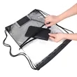 Clear PVC Drawstring Bag w/ Mesh Pocket (13.5" x 17") | https://www.bestnamebadges.com