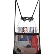 Clear PVC Drawstring Bag w/ Mesh Pocket (13.5" x 17") | https://www.bestnamebadges.com