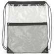 Clear PVC Drawstring Bag w/ Mesh Pocket (13.5" x 17") | https://www.bestnamebadges.com