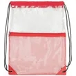 Clear PVC Drawstring Bag w/ Mesh Pocket (13.5" x 17") | https://www.bestnamebadges.com