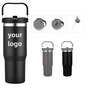 30oz.Vacuum Cup Auto Insulated Tumbler with Flip Straw