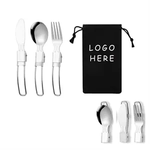 Collapsible Knife Fork And Spoon Stainless Steel Cutlery