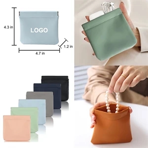 Mini Snap Spring Closure PU Earphone Coin Purse Pouch