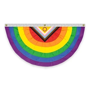 3' x 6' Nylon Intersex Progressive Pride Pleated Full Fan | https://www.bestnamebadges.com
