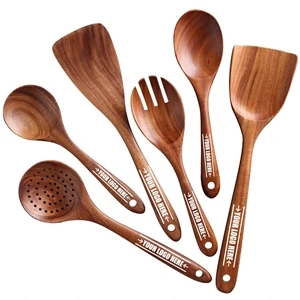 Custom  Premium Wooden Kitchen Cooking Spoon Spatula Set | https://www.bestnamebadges.com