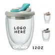 12OZ Reusable Double-layer Glass Mugs With Silicone Lid | https://www.bestnamebadges.com