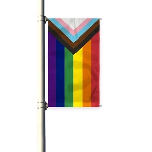 3'x8' Progressive Pride Pleated Light Post Banner | https://www.bestnamebadges.com