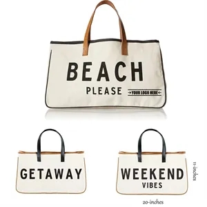 Canvas Beach Tote Bag with Handles | https://www.bestnamebadges.com