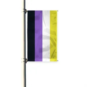 3'x8' Non-Binary Pride Pleated Light Post Banner | https://www.bestnamebadges.com