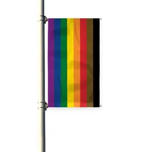 3'x8' People of Color Pride Pleated Light Post Banner | https://www.bestnamebadges.com